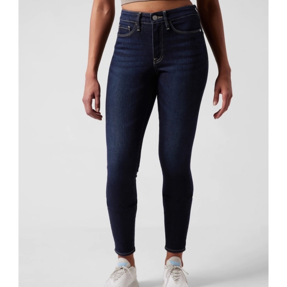 Womens Athleta Sculptek Jeans Size 2 Preppy Minimalist Dark Wash Skinny